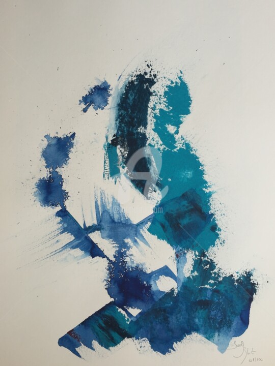 Malarstwo zatytułowany „Série Bleu 001/17” autorstwa Suely Blot, Oryginalna praca, Akryl