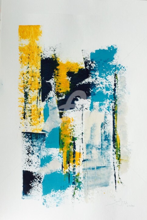 Peinture intitulée "Série Bleu 002/17" par Suely Blot, Œuvre d'art originale, Acrylique