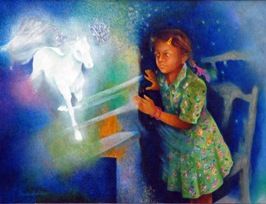 Painting titled "A Child's Dream" by Sudakshina Ghosh, Original Artwork, Oil