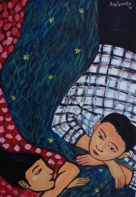 Peinture intitulée "Look at woman face" par Sugi, Œuvre d'art originale, Huile