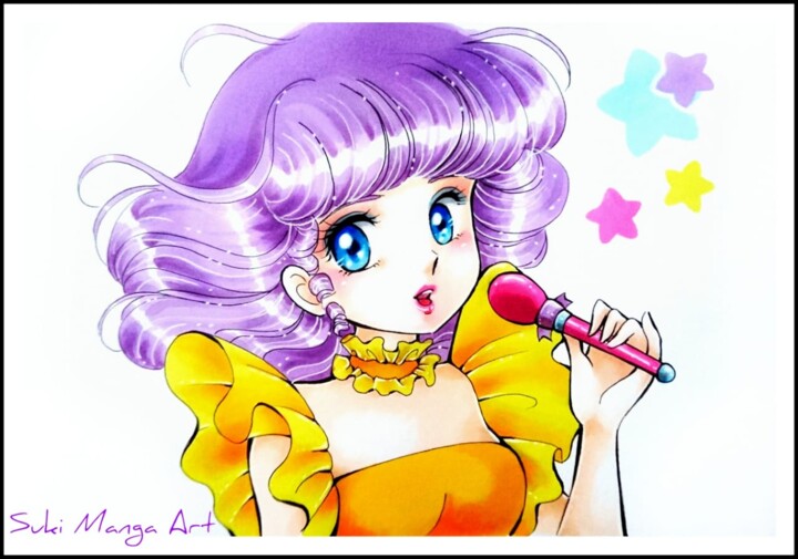 Drawing titled "Creamy Mami" by Suki Manga Art, Original Artwork, Marker