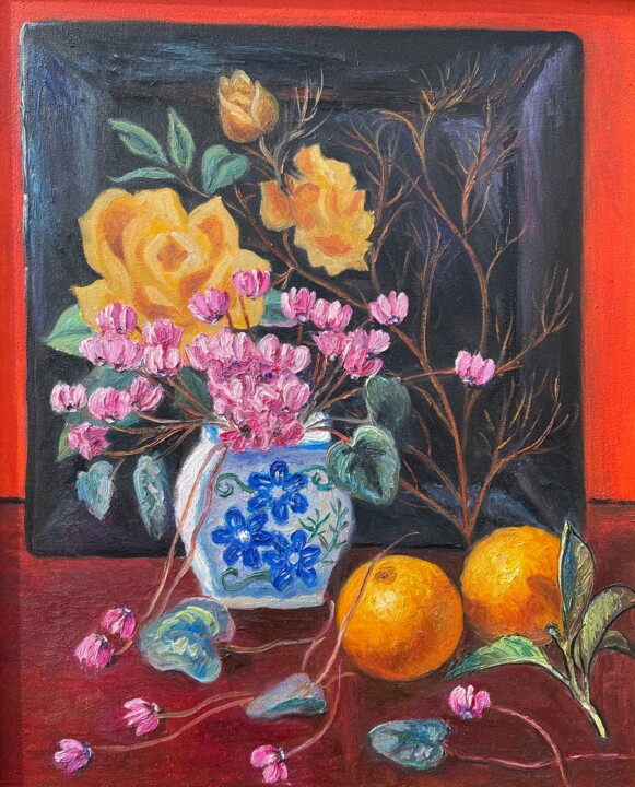 Картина под названием "still life 9" - Suleiman Valetov, Подлинное произведение искусства, Масло Установлен на Деревянная ра…