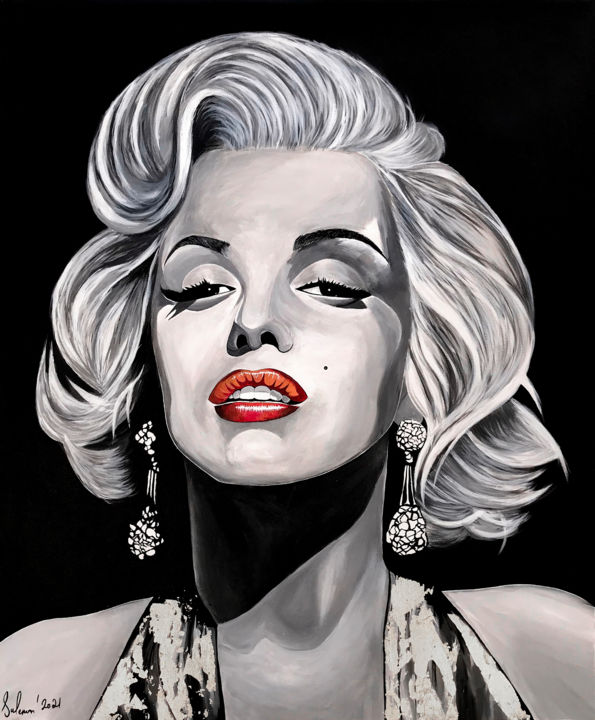 Deuk Voorzitter distillatie Marilyn Monroe Painting, Schilderij door Suleman Rehman | Artmajeur