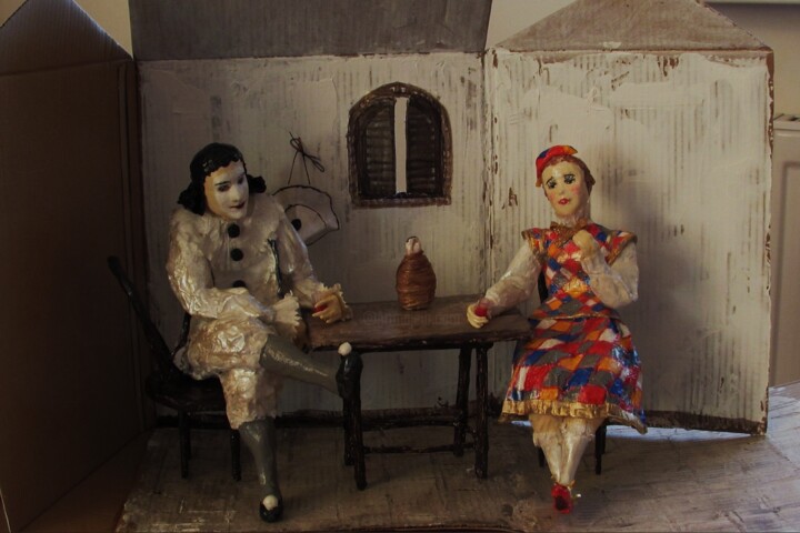 Скульптура под названием "Разговор" - Irina Kazanskaya, Подлинное произведение искусства, Папье-маше
