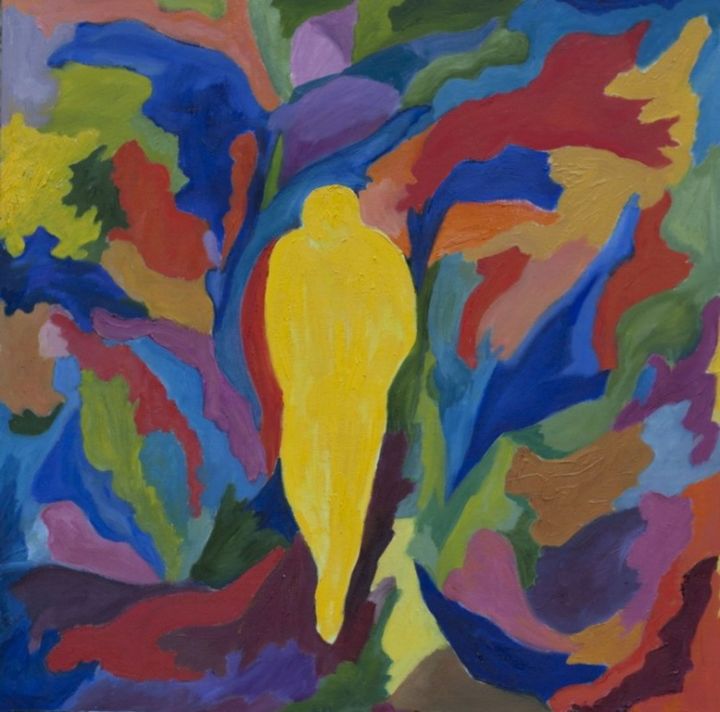 Painting titled "Идущий желтый челов…" by Irina Kazanskaya, Original Artwork, Other