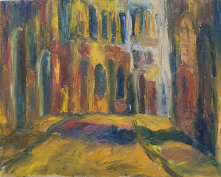 Peinture intitulée "Улица во Флоренции.…" par Irina Kazanskaya, Œuvre d'art originale, Autre