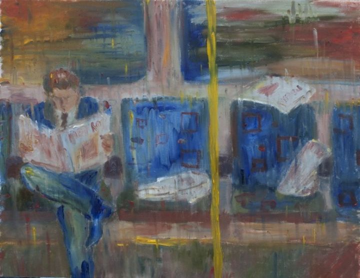 Painting titled "В метро вечером. Th…" by Irina Kazanskaya, Original Artwork