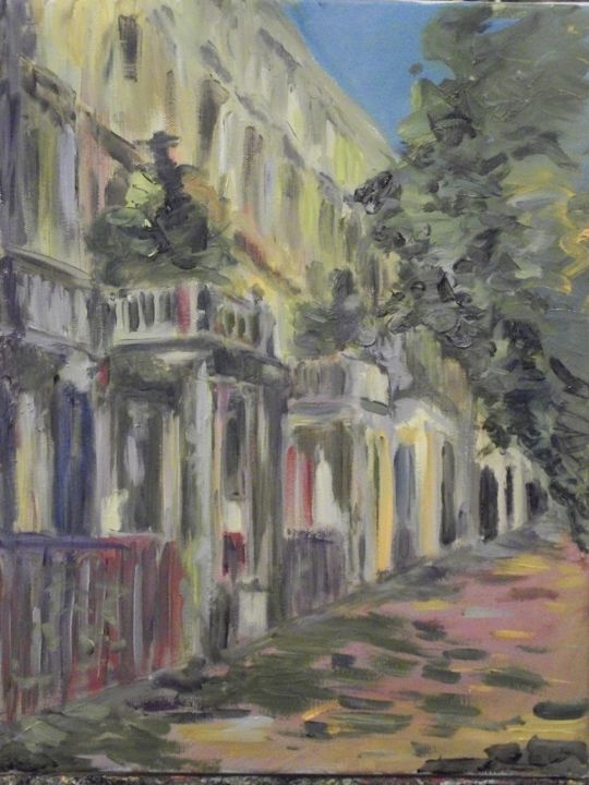 Peinture intitulée "Улица в Кенсингтоне…" par Irina Kazanskaya, Œuvre d'art originale