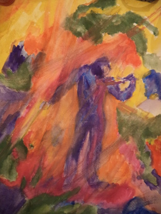Pittura intitolato "Этюд. Скрипка." da Irina Kazanskaya, Opera d'arte originale