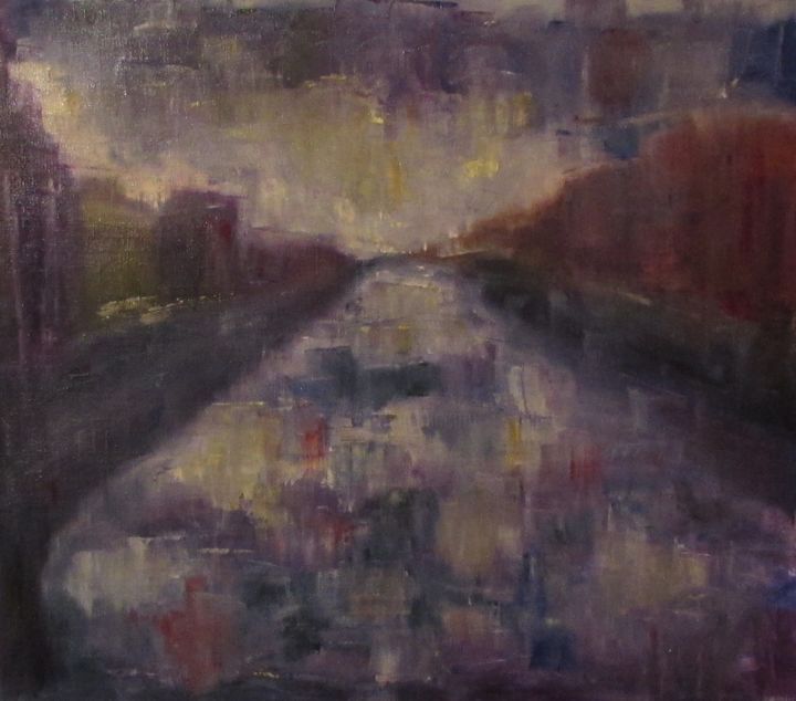 Malerei mit dem Titel "обводный канал" von Irina Kazanskaya, Original-Kunstwerk, Öl