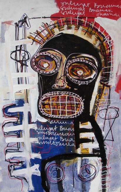 Schilderij getiteld "Black Skin" door Suliyat Buamar, Origineel Kunstwerk, Acryl