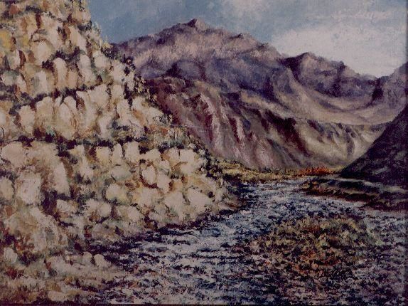 Painting titled "camino en alta mont…" by Rosajosefina Campanello, Original Artwork