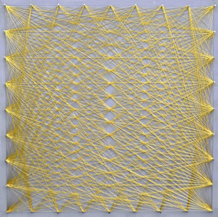 Sculpture intitulée "Nailed it Series No…" par Sumit Ratta, Œuvre d'art originale, String Art