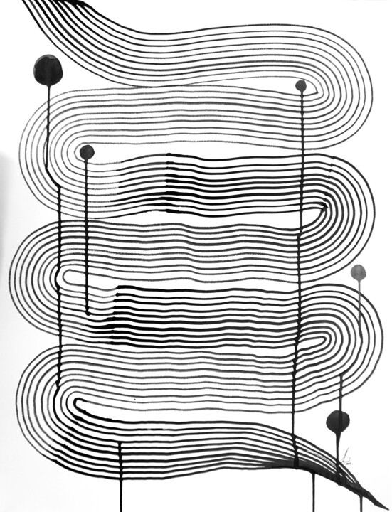 Dessin intitulée "Composition No. 319" par Sumit Ratta, Œuvre d'art originale, Encre