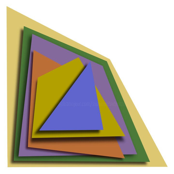 Sculpture titled "Rhombus Optica" by Sumit Ratta, Original Artwork, Digital Painting Mounted on Wood Panel