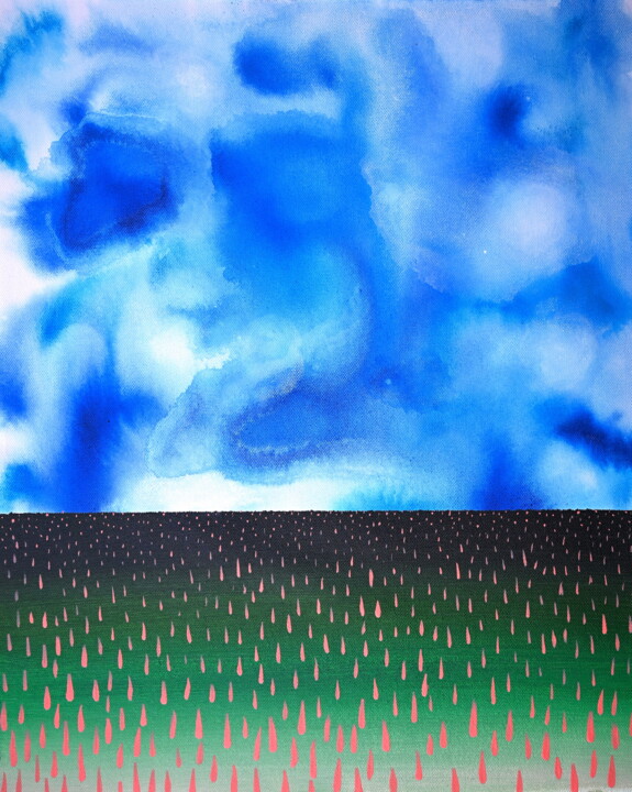 Painting titled "fields of hyacinth" by Sumit Ratta, Original Artwork, Acrylic