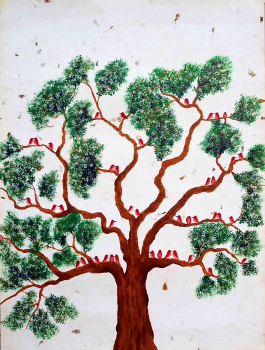 Malerei mit dem Titel "Pawan Vriksh" von Sumit Ratta, Original-Kunstwerk, Acryl