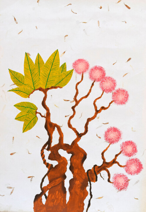 「Bonsai Series No. 5」というタイトルの絵画 Sumit Rattaによって, オリジナルのアートワーク, アクリル