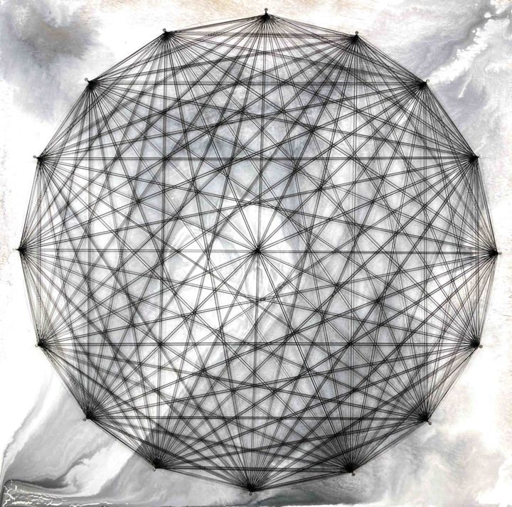 Art textile intitulée "Nailed it Series No…" par Sumit Mehndiratta, Œuvre d'art originale, String Art
