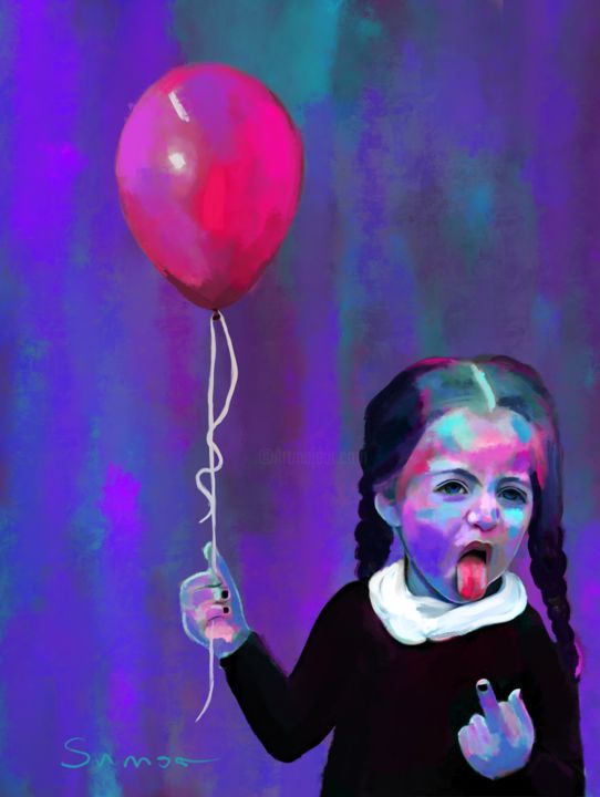 Arts numériques intitulée "girl and not childr…" par Sumor, Œuvre d'art originale, Peinture numérique