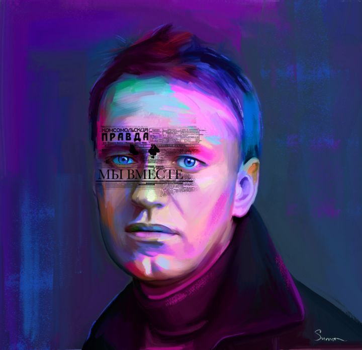 Digital Arts titled "Навальный" by Sumor, Original Artwork, Digital Painting