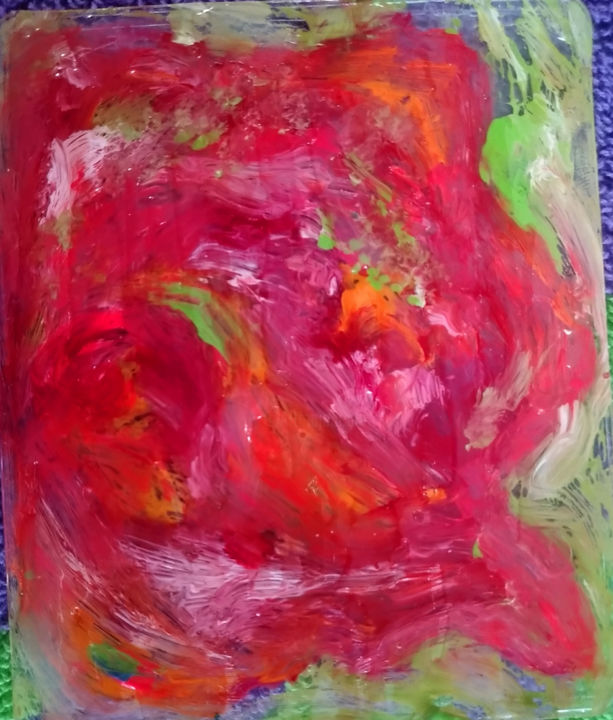 Painting titled "RED rose - - -Card…" by Lily Moonheart, Original Artwork, Pigments