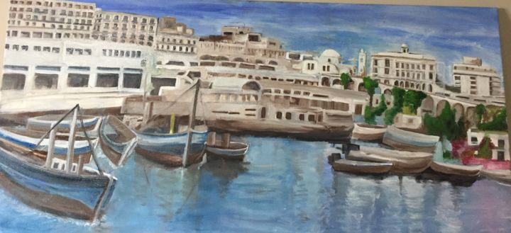 Painting titled "Baie d’alger" by Sun Shine, Original Artwork, Oil