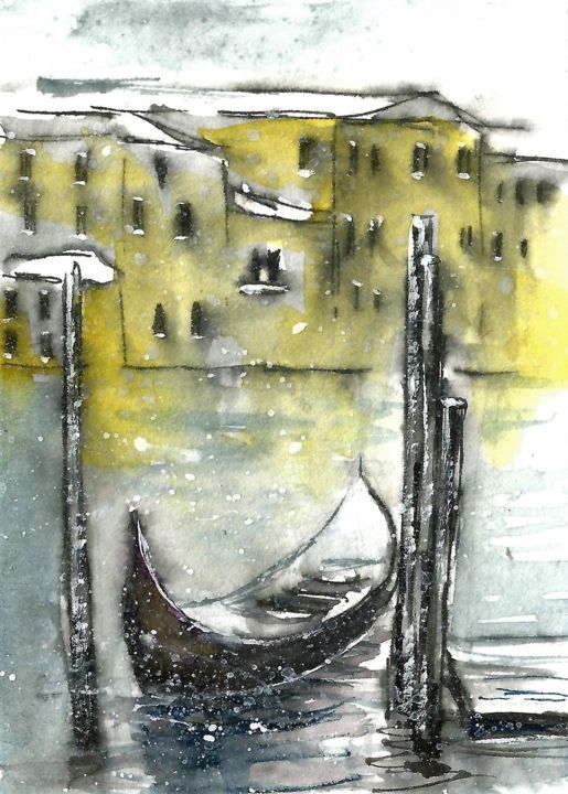 Картина под названием "Italy. Venetian can…" - Natalja Picugina, Подлинное произведение искусства, Акварель