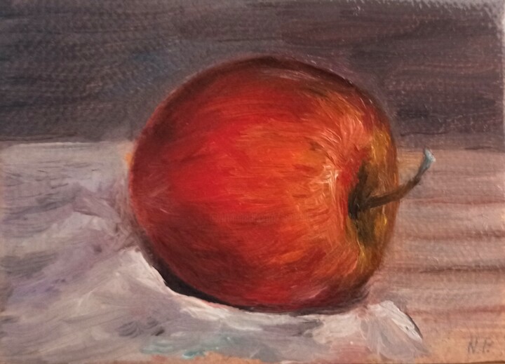 Painting titled "Apple still life  m…" by Natalja Picugina, Original Artwork, Oil