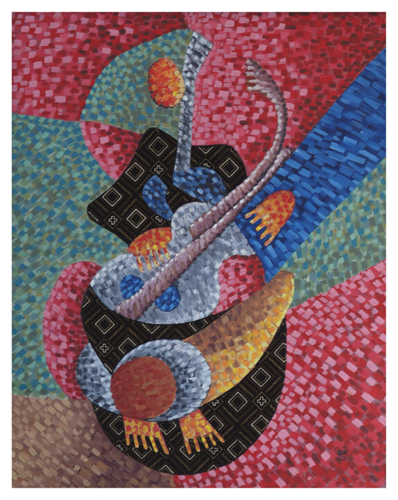 Peinture intitulée "“Le Guitariste”" par Suncréa, Œuvre d'art originale, Acrylique Monté sur Châssis en bois
