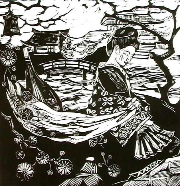 Disegno intitolato ""Eastern Silence"" da Elena Nicolaescu, Opera d'arte originale