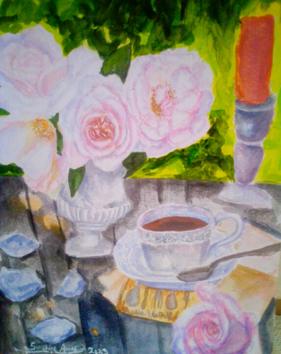 Painting titled "Garden In A Vase No…" by Sunshine Amos, Original Artwork, Watercolor