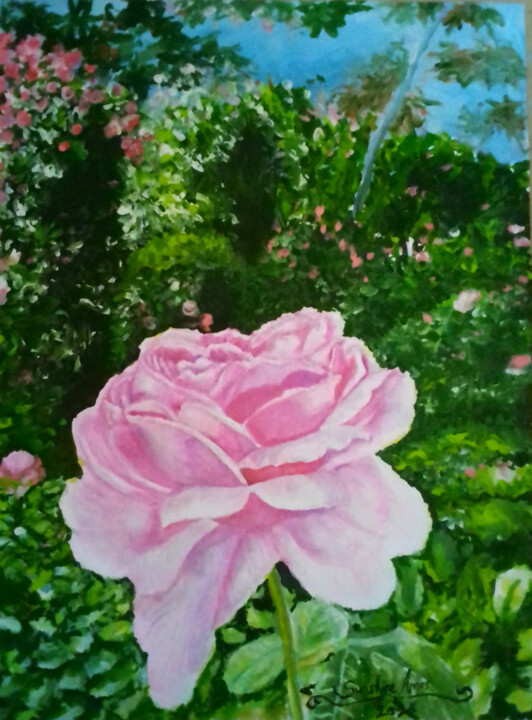 「The Shining Rose」というタイトルの絵画 Sunshine Amosによって, オリジナルのアートワーク, 水彩画
