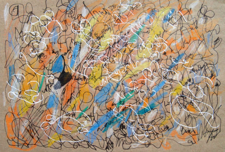 Drawing titled "Asemic calligraphy…" by Lina Stern, Original Artwork, Ink