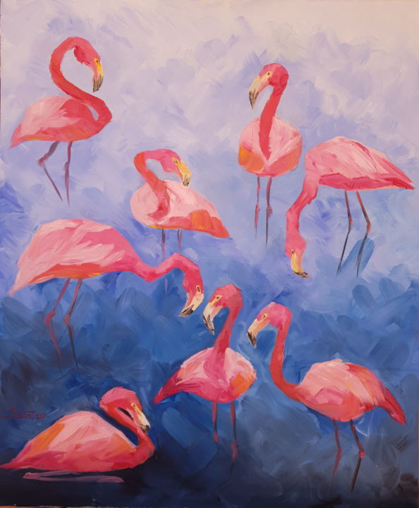 Картина под названием "Life in pink." - Suntola, Подлинное произведение искусства, Масло