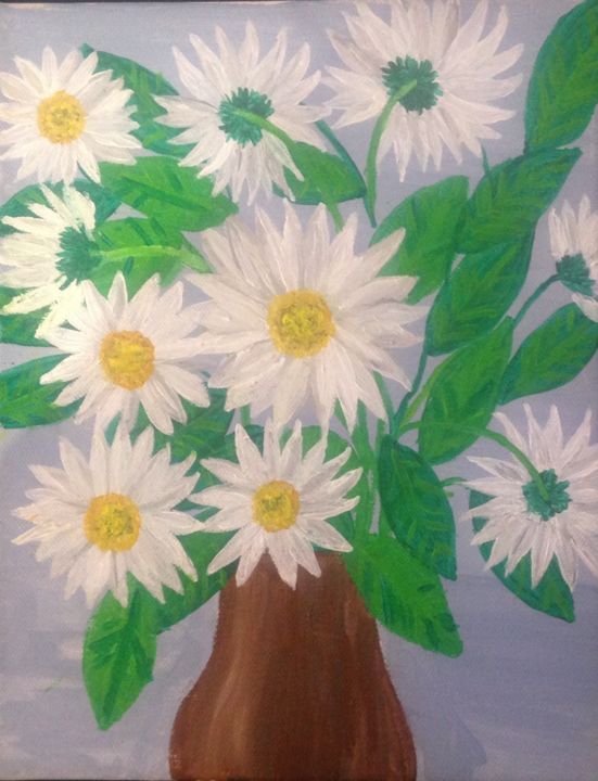 Painting titled "Marguerite dans un…" by Sunwoo Ji, Original Artwork, Acrylic