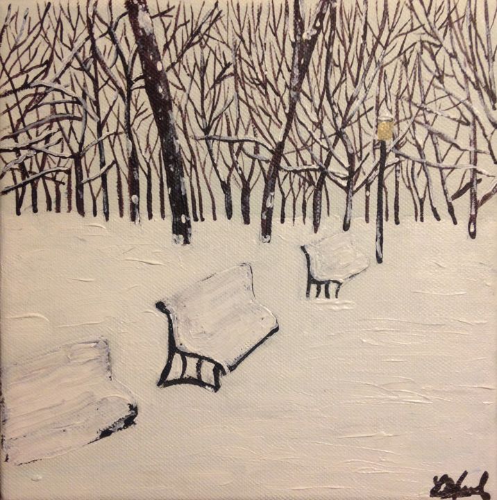 Painting titled "Neige au canada" by Sunwoo Ji, Original Artwork, Acrylic