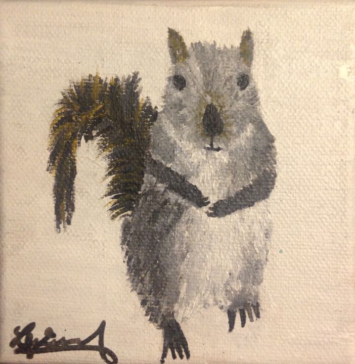 Peinture intitulée "Petit ecureuil" par Sunwoo Ji, Œuvre d'art originale, Acrylique
