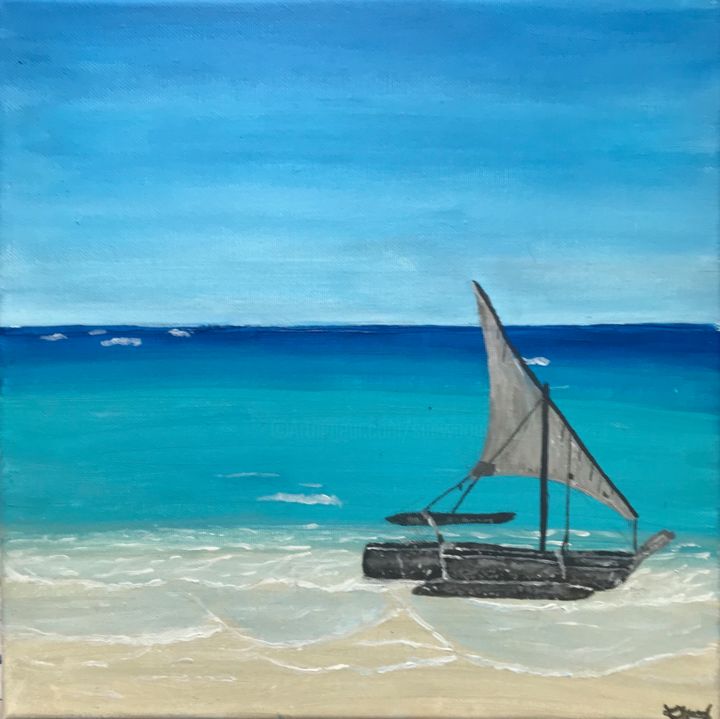 Painting titled "Un beau bateau à Za…" by Sunwoo Ji, Original Artwork, Acrylic