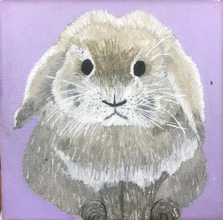 Pintura intitulada "Lapin bélier" por Sunwoo Ji, Obras de arte originais, Acrílico