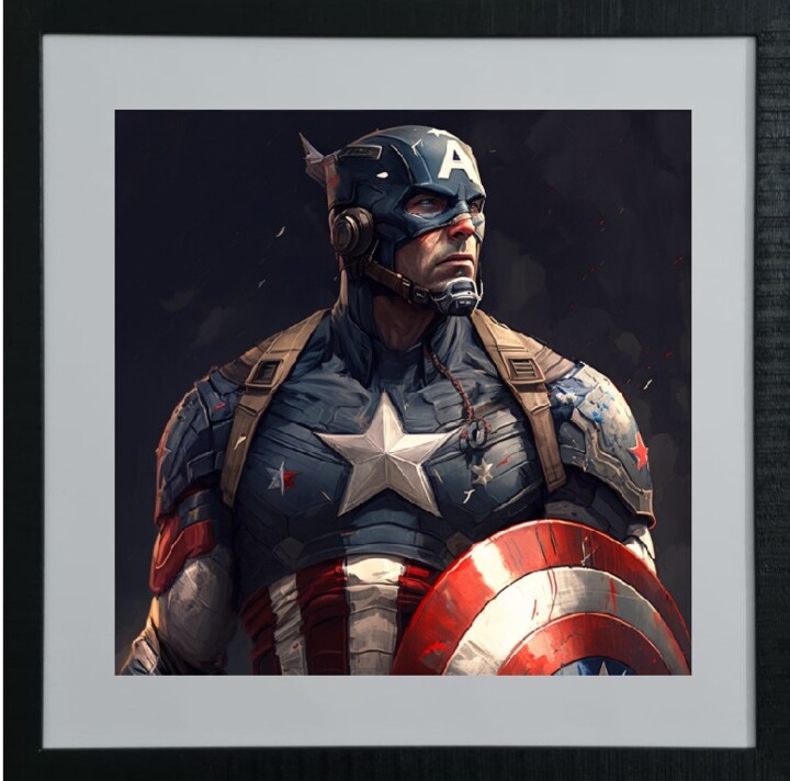 Arts numériques intitulée "Capitaine América" par Suny, Œuvre d'art originale, Image générée par l'IA