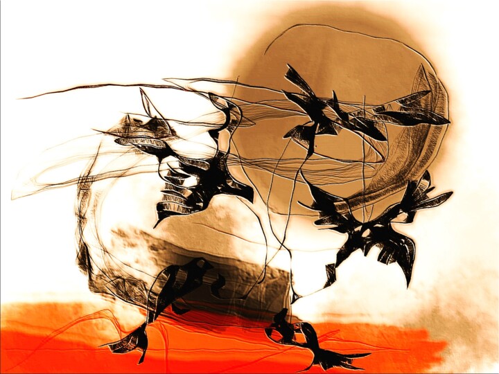 Digitale Kunst mit dem Titel "birds" von Sup Kosmaysky, Original-Kunstwerk, Digitale Malerei