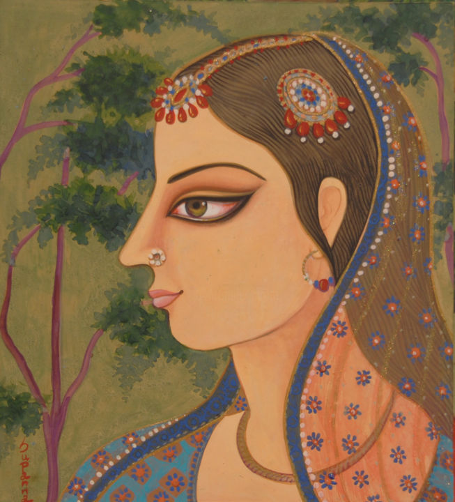 Painting titled "RADHIKA" by Suparna Dey, Original Art, Gouache