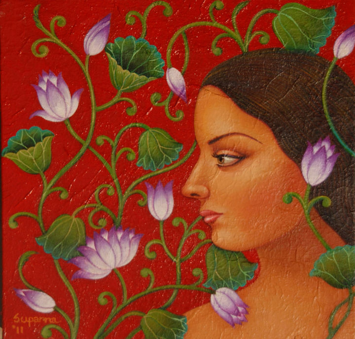 Painting titled "artist-suparna-dey-…" by Suparna Dey, Original Art, Oil