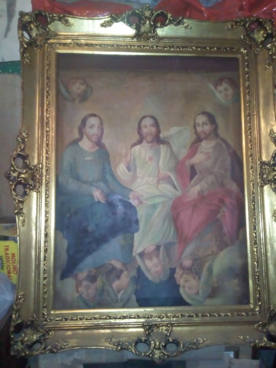 Pintura titulada "Arte Sacro Tres Jes…" por Alessandra Castillo Olvera, Obra de arte original, Oleo