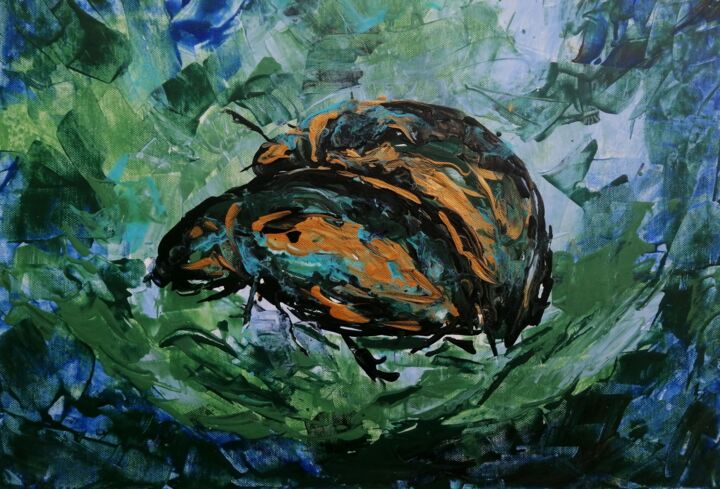 Картина под названием "Love of scarabs" - Marina Orlova-Shaiupova, Подлинное произведение искусства, Акрил