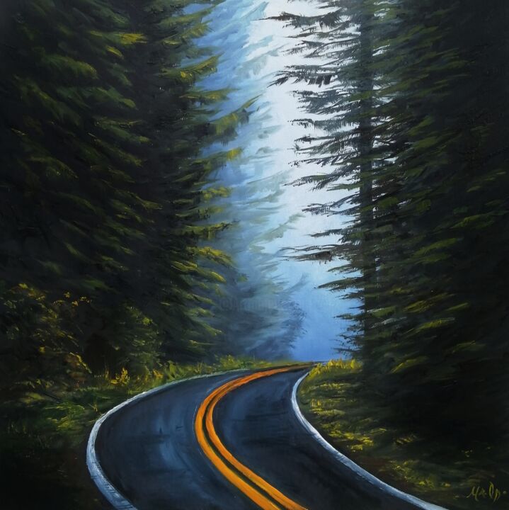 Painting titled "Road to the unknown" by Marina Orlova-Shaiupova, Original Artwork, Oil