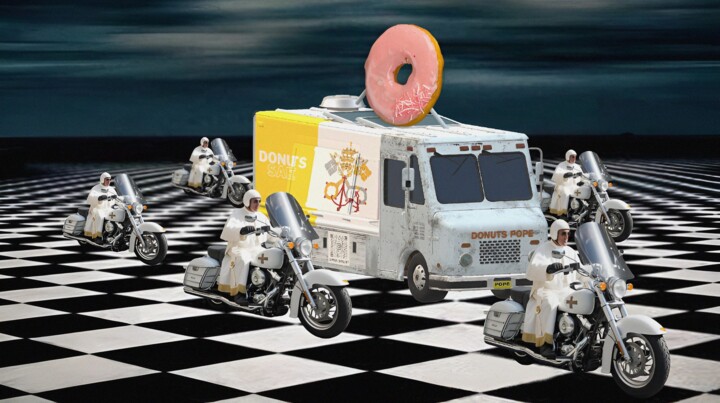 Collages titled "Donuts Pope tribute…" by Supreme Goonz, Original Artwork, Manipulated Photography