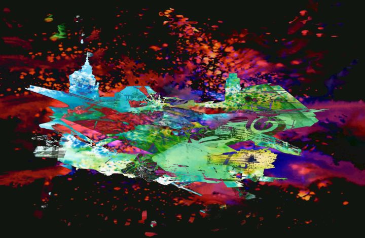 Digital Arts titled "City mesh" by Andrei Surdu, Original Artwork, Digital Painting