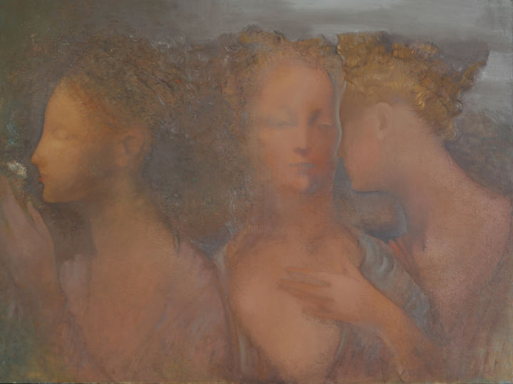Картина под названием "Three sisters -1" - Suren Eghiazaryan, Подлинное произведение искусства, Масло
